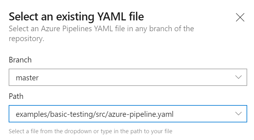 Select existing YAML pipeline